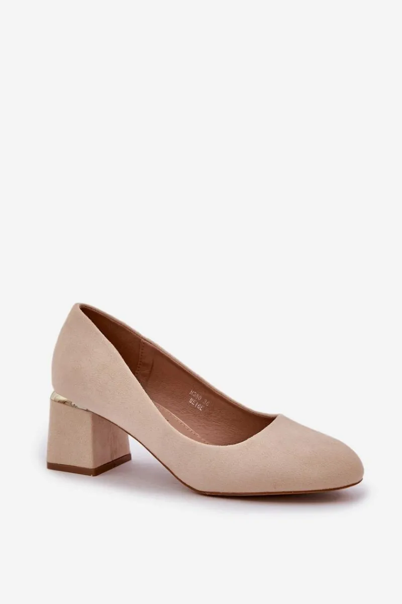 Czółenka Zamszowe|Czółenka Na Słupku>Boto Eko Zamszowe Czółenka Na Słupku Beżowe Veniffia Beżowy