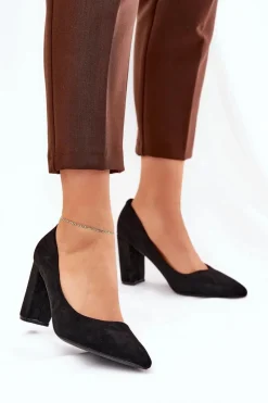 Best Boto Eko Zamszowe Czółenka Na Słupku Czarne Ellinoria