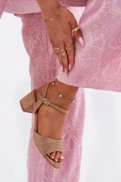 Outlet Eko Zamszowe Klasyczne Sandały Damskie Na Obcasie Beżowe Zarnella Damskie Sandały Na Obcasie