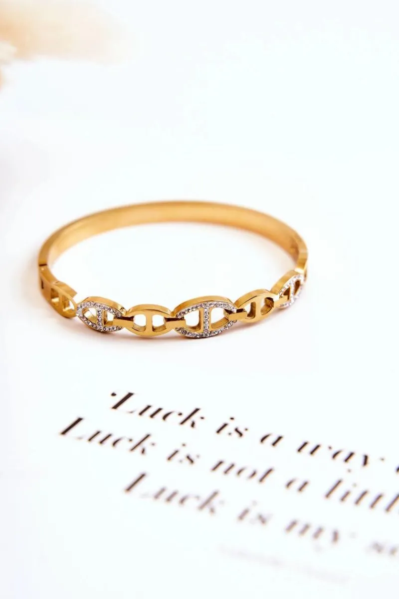 Boto Elegancka Bransoletka Stalowa Z Cyrkoniami Złota