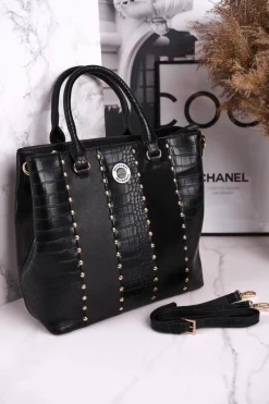 Hot Elegancka Czarna Torebka BAG4590-020 Print Zwierzęcy Torebki Monnari|Torebki Klasyczne