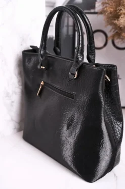 Hot Elegancka Czarna Torebka BAG4590-020 Print Zwierzęcy Torebki Monnari|Torebki Klasyczne