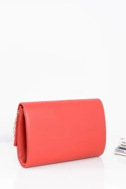 Sale Boto Elegancka Czerwona Damska Kopertówka Złote Dodatki Licowa