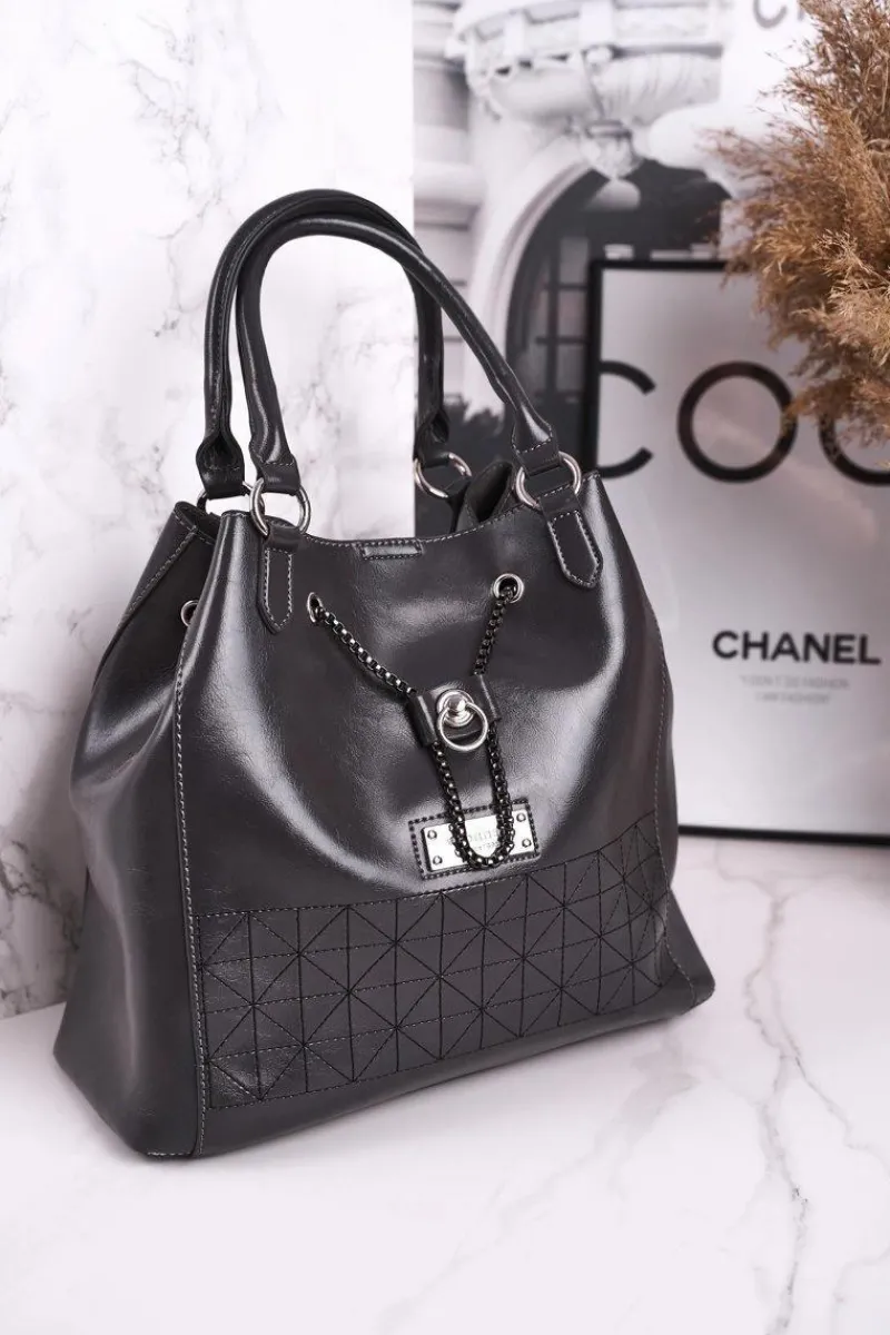 Torebki Monnari|Torebki Klasyczne>Monnari Elegancka Damska Torba z Kosmetyczką BAG5810-019 Szara