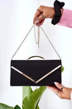 Elegancka Kopertówka Z Łańcuszkiem Czarna Kopertówki