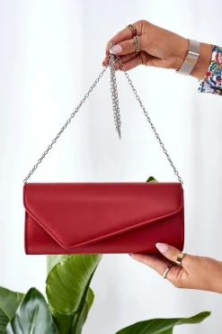 Elegancka Kopertówka Z Łańcuszkiem Czerwona Kopertówki