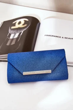 Discount Boto Elegancka Torebka Kopertówka Z Brokatem Niebieska Remiala
