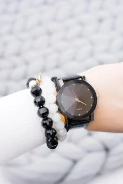 Best Boto Elegancki Zegarek Damski Czarny na Pasku