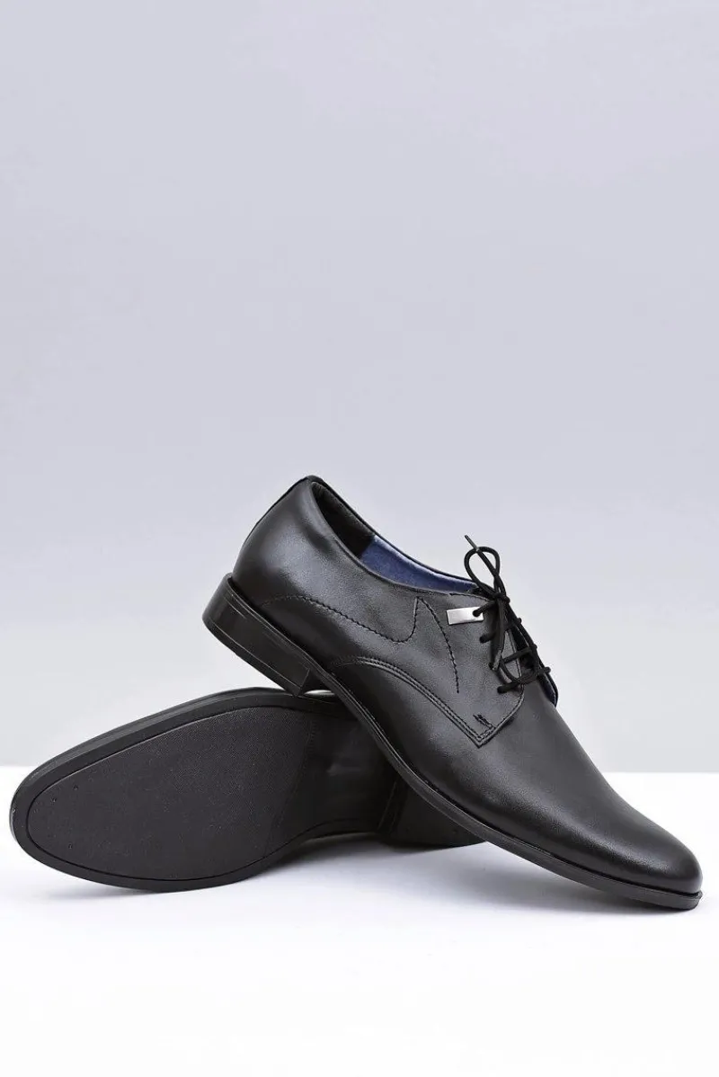 Sale Eleganckie Czarne Półbuty Wizytowe Damaso Męskie Półbuty Eleganckie