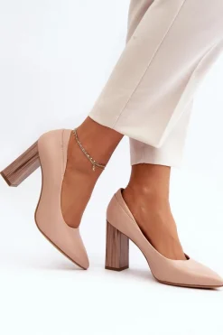 Best Eleganckie Czółenka Na Ozdobnym Słupku Sergio Leone PB217 Nude Damskie Czółenka Na Słupku|Czółenka Klasyczne