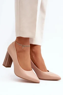 Best Eleganckie Czółenka Na Ozdobnym Słupku Sergio Leone PB217 Nude Damskie Czółenka Na Słupku|Czółenka Klasyczne