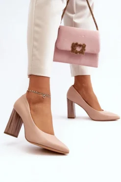 Best Eleganckie Czółenka Na Ozdobnym Słupku Sergio Leone PB217 Nude Damskie Czółenka Na Słupku|Czółenka Klasyczne