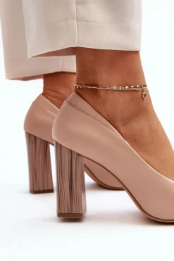 Best Eleganckie Czółenka Na Ozdobnym Słupku Sergio Leone PB217 Nude Damskie Czółenka Na Słupku|Czółenka Klasyczne