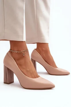 Best Eleganckie Czółenka Na Ozdobnym Słupku Sergio Leone PB217 Nude Damskie Czółenka Na Słupku|Czółenka Klasyczne