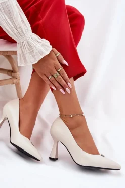 Outlet Eleganckie Czółenka Na Rozszerzanej Szpilce Vinceza 62222 Beżowe Damskie Czółenka Na Słupku|Czółenka Klasyczne