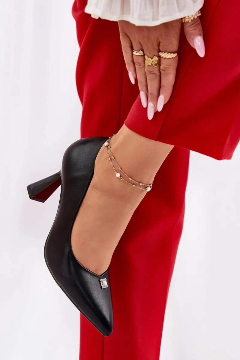 Czółenka Na Słupku|Czółenka Klasyczne>Buty damskie Vinceza Eleganckie Czółenka Na Rozszerzanej Szpilce Vinceza 62222 Czarne Czarny