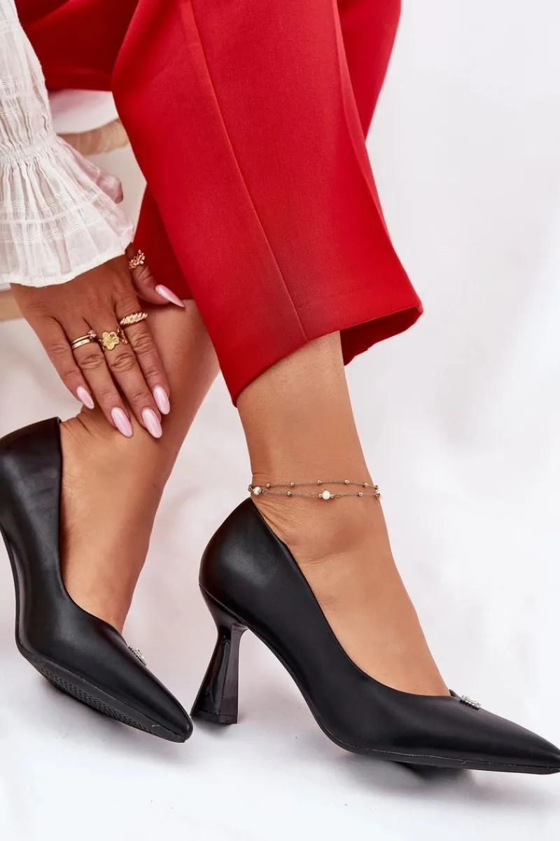 Czółenka Na Słupku|Czółenka Klasyczne>Buty damskie Vinceza Eleganckie Czółenka Na Rozszerzanej Szpilce Vinceza 62222 Czarne Czarny