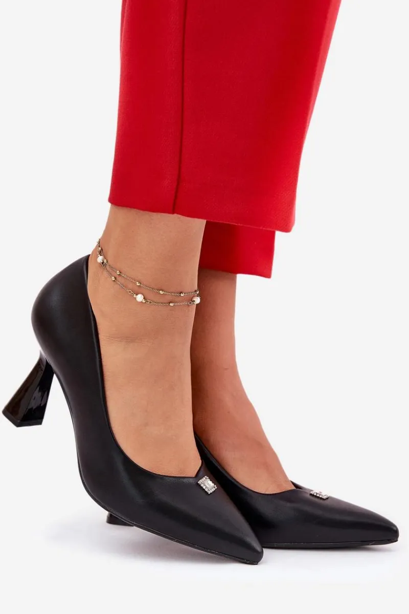 Czółenka Na Słupku|Czółenka Klasyczne>Buty damskie Vinceza Eleganckie Czółenka Na Rozszerzanej Szpilce Vinceza 62222 Czarne Czarny