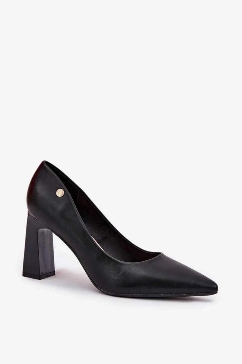 Czółenka Na Słupku|Czółenka Klasyczne>Buty damskie Vinceza Eleganckie Czółenka Na Słupkowym Obcasie Vinceza 62221 Czarne Czarny