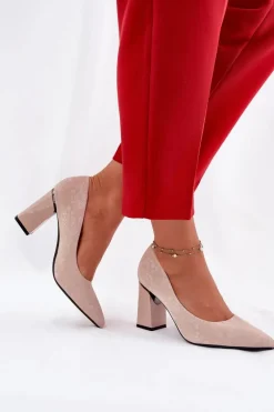 Online Buty damskie Vinceza Eleganckie Czółenka Na Słupku W Różowe Vinceza 62223 Beżowe Beżowy