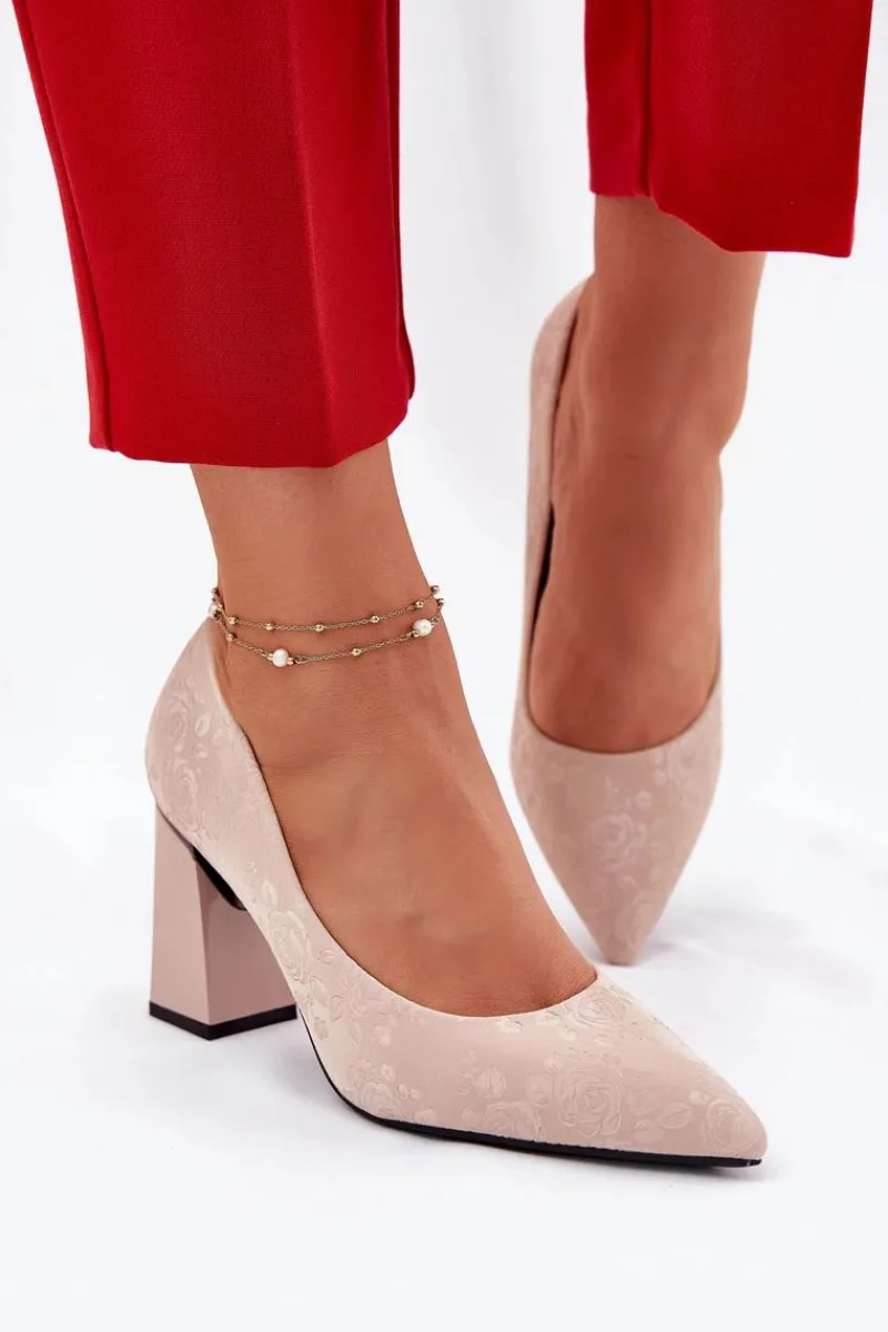 Online Buty damskie Vinceza Eleganckie Czółenka Na Słupku W Różowe Vinceza 62223 Beżowe Beżowy