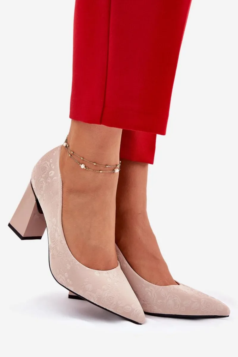 Online Buty damskie Vinceza Eleganckie Czółenka Na Słupku W Różowe Vinceza 62223 Beżowe Beżowy