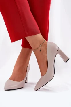 Hot Buty damskie Vinceza Eleganckie Czółenka Na Słupkowym Obcasie Vinceza 62221 Szare Szary