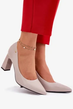 Hot Buty damskie Vinceza Eleganckie Czółenka Na Słupkowym Obcasie Vinceza 62221 Szare Szary