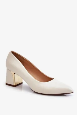 Czółenka Na Słupku|Czółenka Klasyczne>Boto Eleganckie Czółenka Na Słupku Beżowe Emma