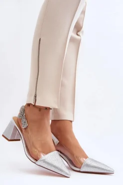 Clearance D&A Eleganckie Czółenka W Szpic MR91292-1 Srebrne