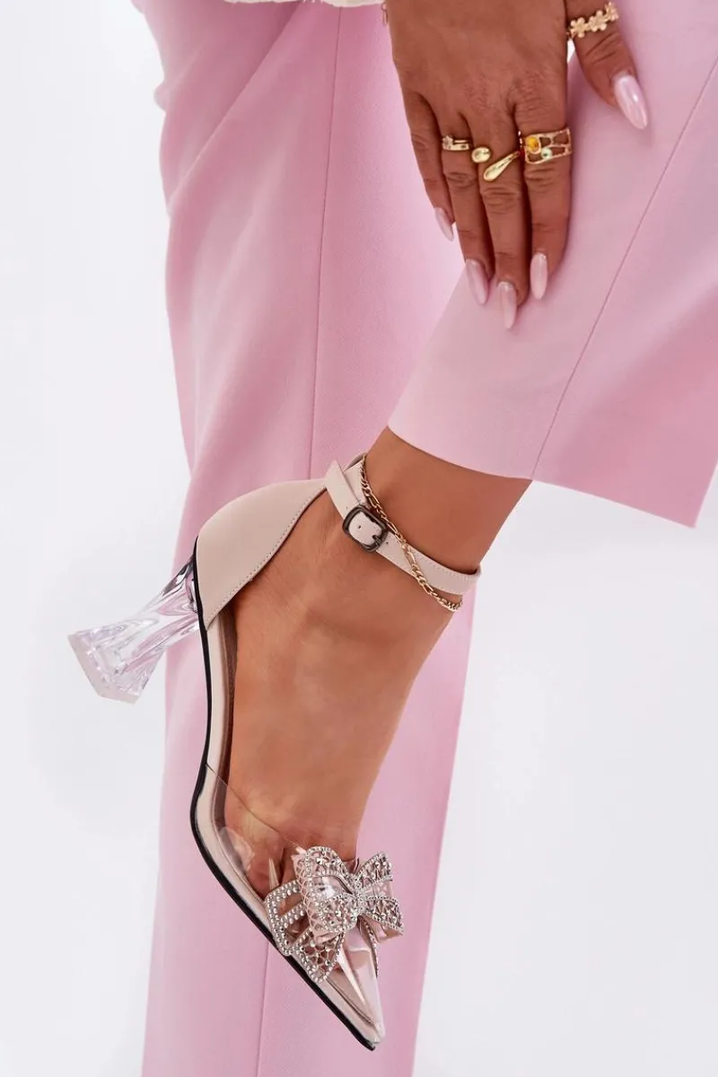 Czółenka Klasyczne|Czółenka Na Słupku>Buty damskie Vinceza Eleganckie Czółenka Z Kokardą Vinceza 62212 Beżowe