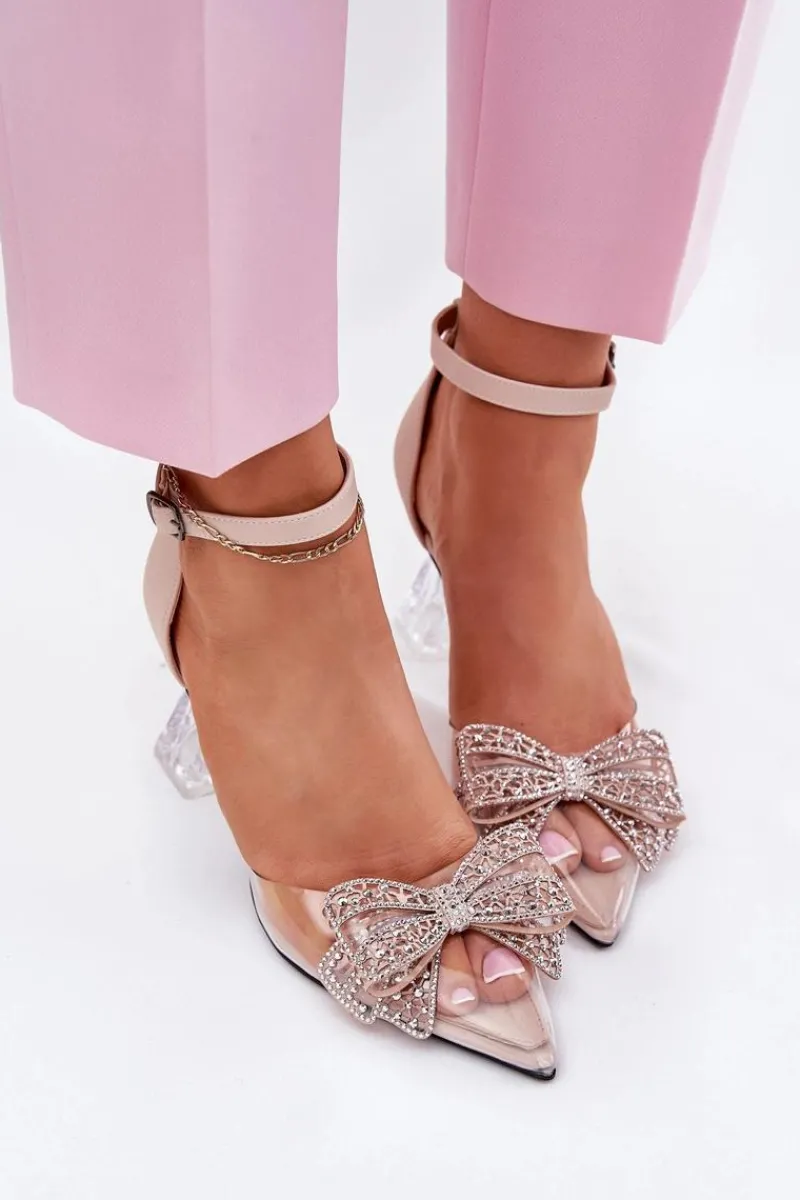 Czółenka Klasyczne|Czółenka Na Słupku>Buty damskie Vinceza Eleganckie Czółenka Z Kokardą Vinceza 62212 Beżowe