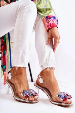 Czółenka Na Platformie|Czółenka Na Słupku>Damskie buty S.Barski Eleganckie Czółenka Z Ozdobą Srebrne Amalia