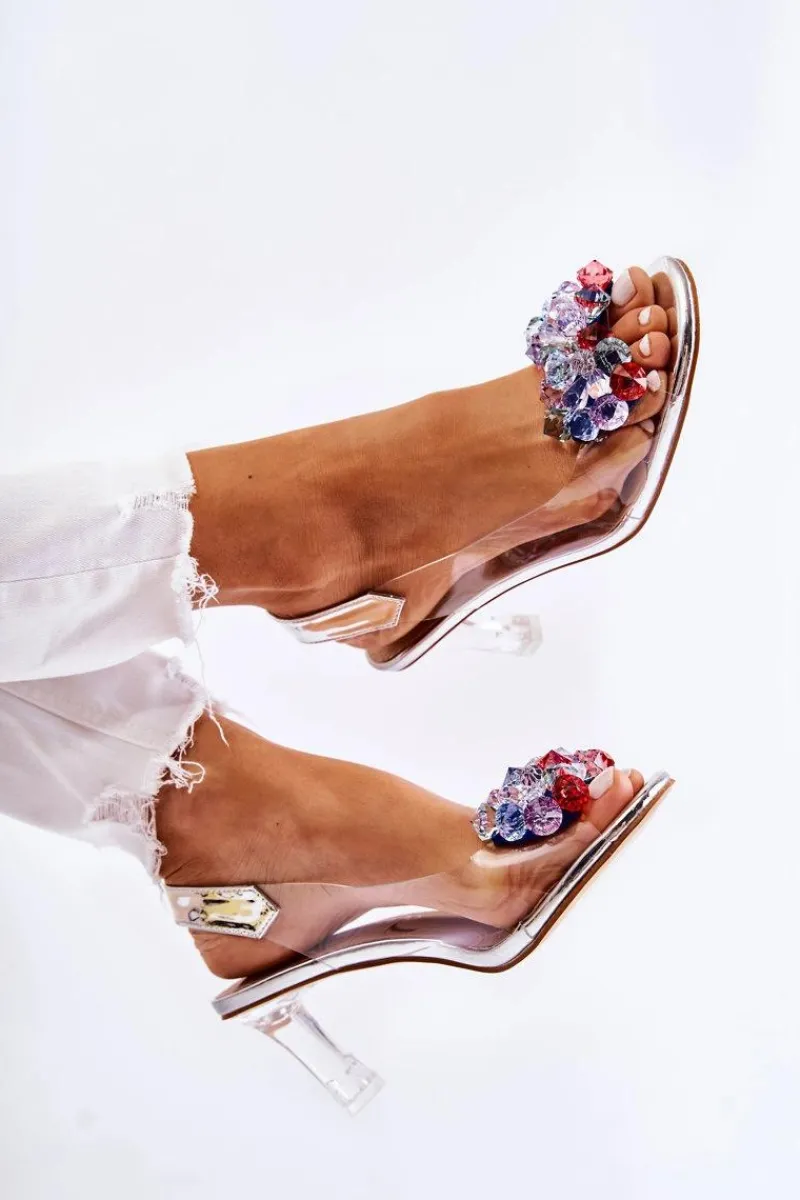 Czółenka Na Platformie|Czółenka Na Słupku>Damskie buty S.Barski Eleganckie Czółenka Z Ozdobą Srebrne Amalia