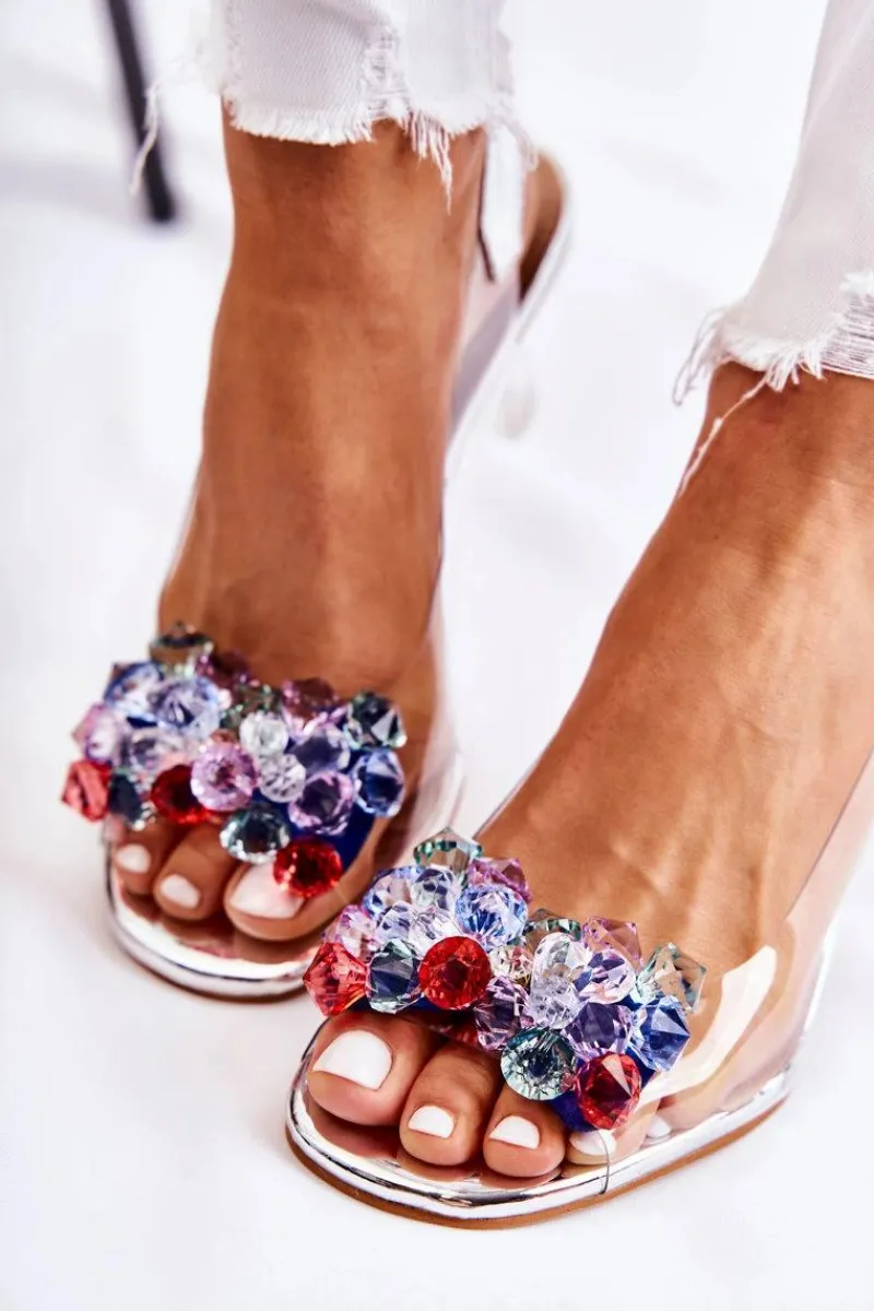 Czółenka Na Platformie|Czółenka Na Słupku>Damskie buty S.Barski Eleganckie Czółenka Z Ozdobą Srebrne Amalia