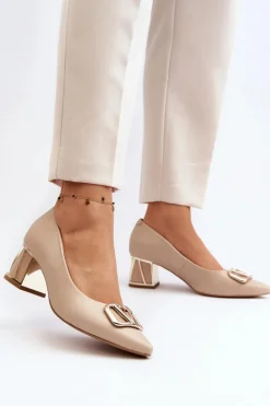 Czółenka Na Platformie|Czółenka Na Słupku>Laura Messi Eleganckie Czółenka Z Ozdobą 2740 Beżowe