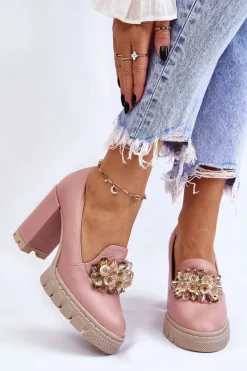 Outlet Eleganckie Czółenka Z Ozdobą Gładkie Różowe Caterine Damskie Czółenka Na Platformie|Czółenka Na Słupku