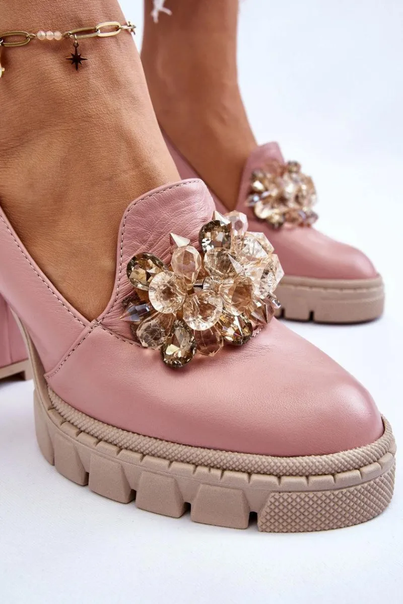 Outlet Eleganckie Czółenka Z Ozdobą Gładkie Różowe Caterine Damskie Czółenka Na Platformie|Czółenka Na Słupku