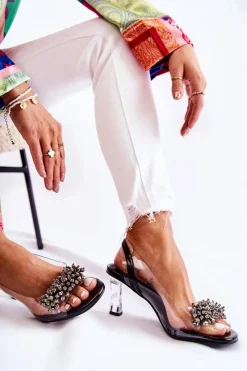 Outlet Damskie buty S.Barski Eleganckie Czółenka Z Ozdobą Czarne Phenia