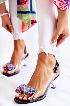 New Damskie buty S.Barski Eleganckie Czółenka Z Ozdobą Czarne Amalia