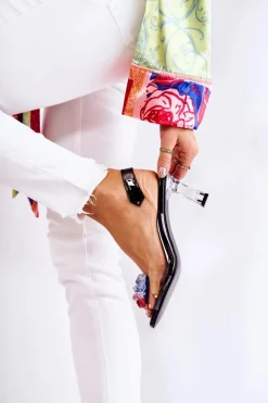 New Damskie buty S.Barski Eleganckie Czółenka Z Ozdobą Czarne Amalia