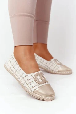 Sale Eleganckie Damskie Espadryle Złote Be My Love Damskie Czarne Espadryle