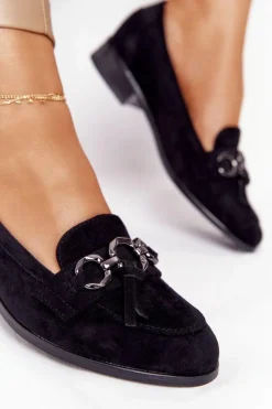 Discount Buty damskie Vinceza Eleganckie Damskie Mokasyny Vinceza 10585 Zamszowe Czarne