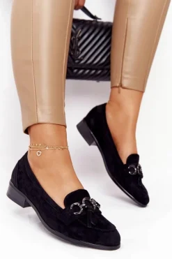 Discount Buty damskie Vinceza Eleganckie Damskie Mokasyny Vinceza 10585 Zamszowe Czarne