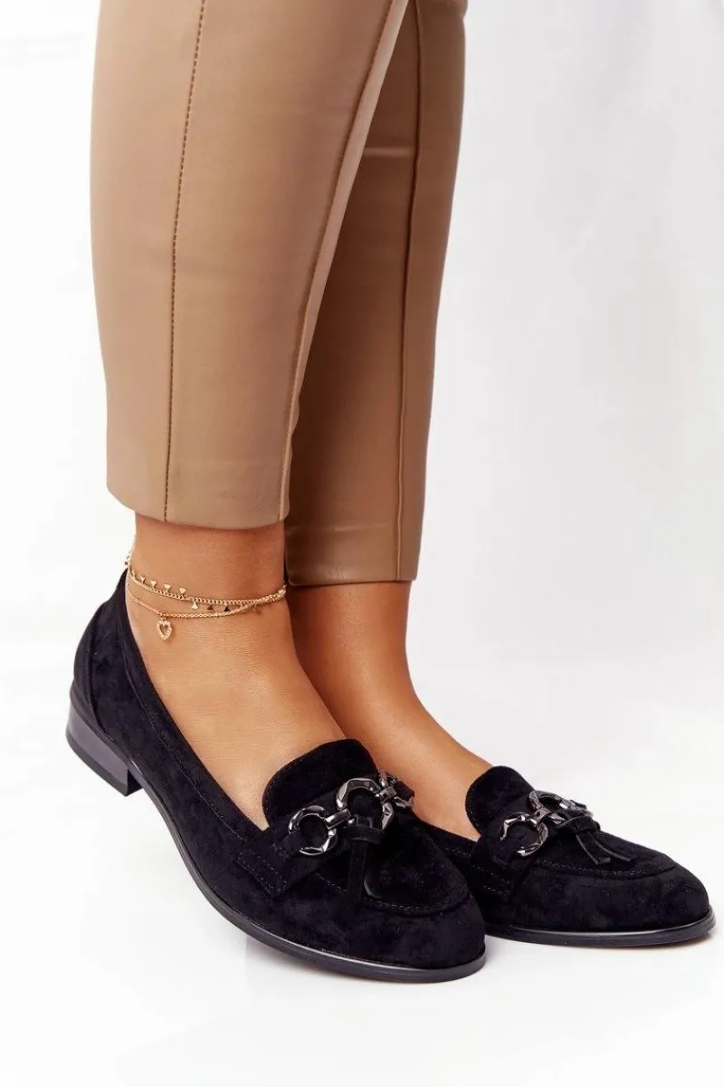 Discount Buty damskie Vinceza Eleganckie Damskie Mokasyny Vinceza 10585 Zamszowe Czarne