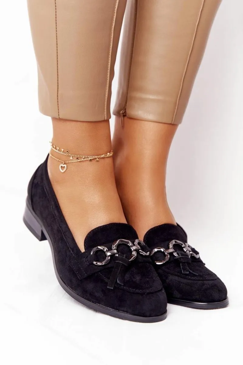 Discount Buty damskie Vinceza Eleganckie Damskie Mokasyny Vinceza 10585 Zamszowe Czarne