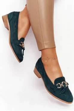 Mokasyny Damskie Zamszowe>Buty damskie Vinceza Eleganckie Damskie Mokasyny Vinceza 10585 Zamszowe Zielone