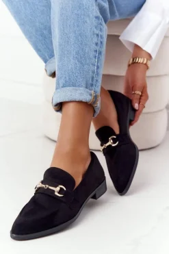 Online Eleganckie Damskie Mokasyny S.Barski Zamszowe Czarne Damskie Mokasyny Damskie Zamszowe
