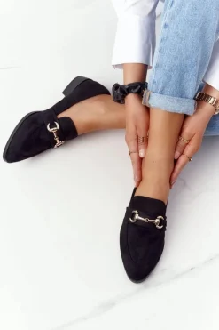 Online Eleganckie Damskie Mokasyny S.Barski Zamszowe Czarne Damskie Mokasyny Damskie Zamszowe