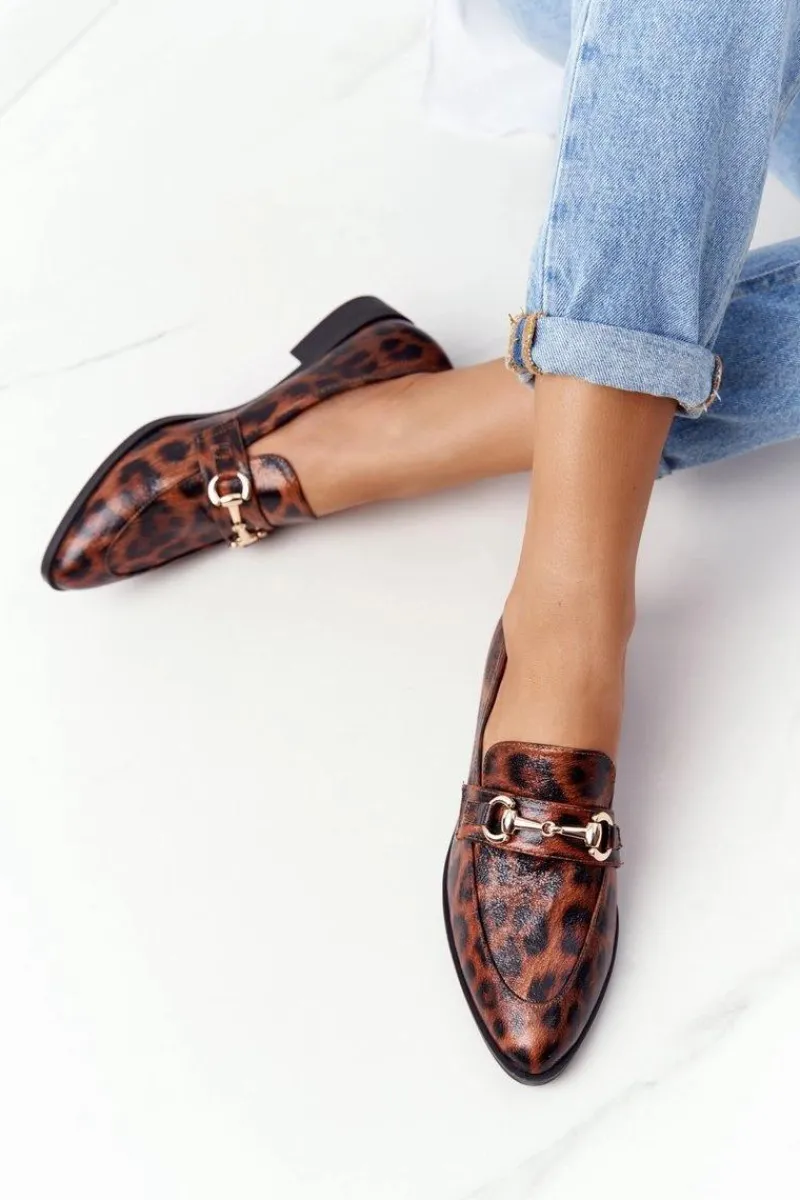 Clearance Damskie buty S.Barski Eleganckie Damskie Mokasyny S.Barski Leopard